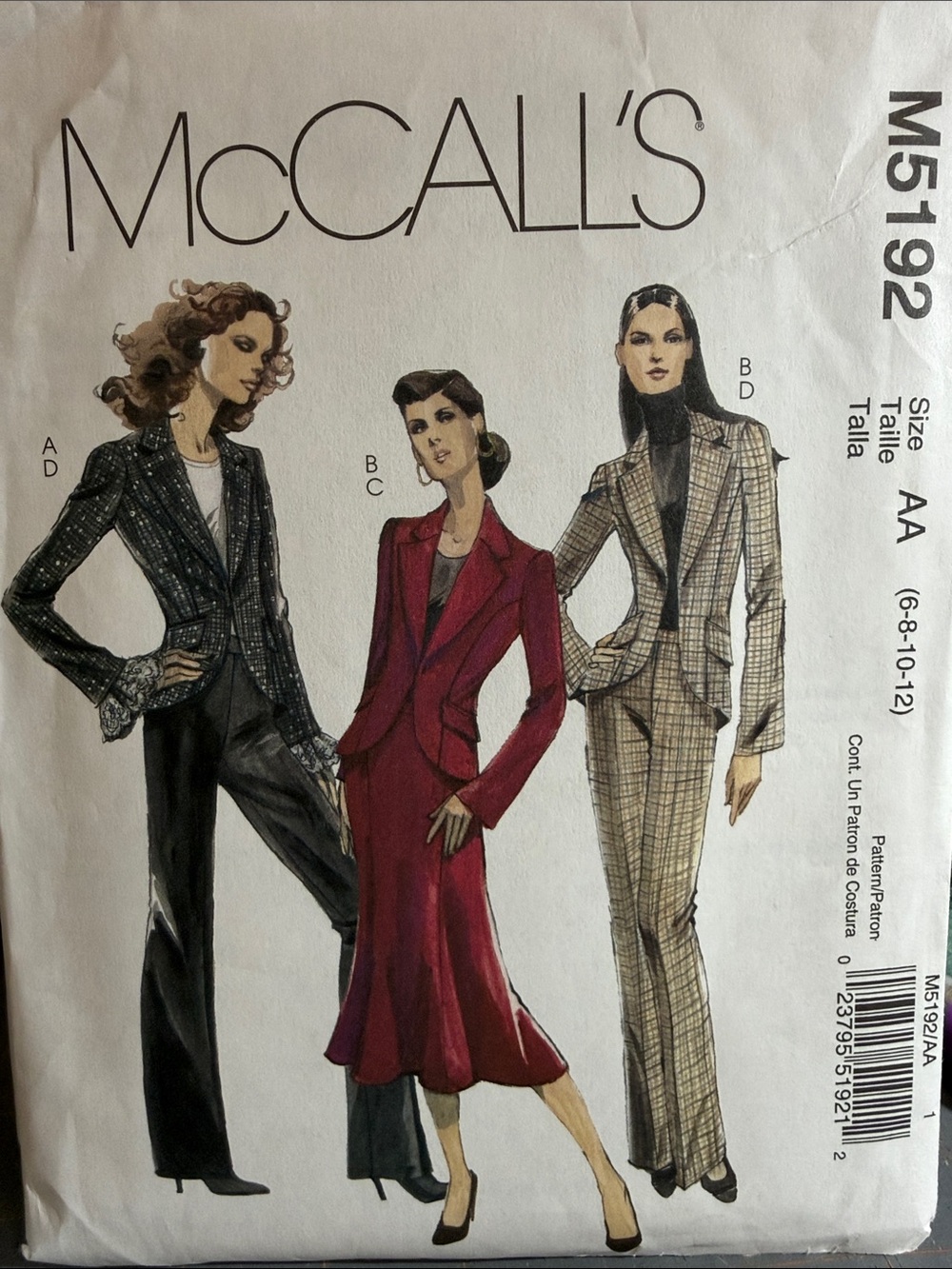 McCall’s 5192 Misses’/Miss Petite Lined Jackets, Skirt, and Pants